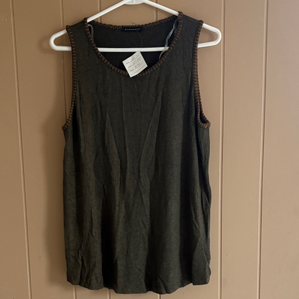 Staccato Dark Olive Tank Top